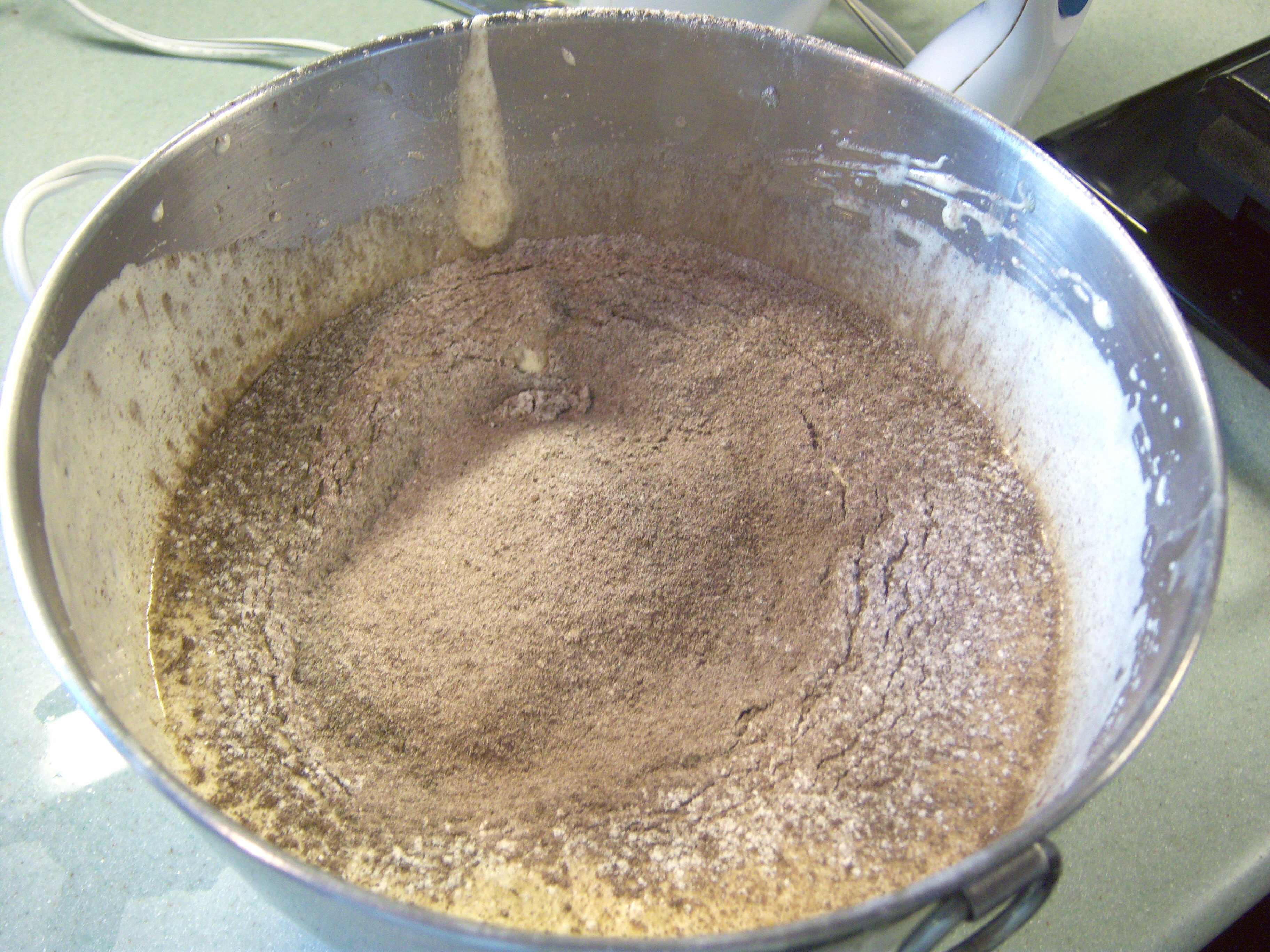 Dry ingredients sifted in